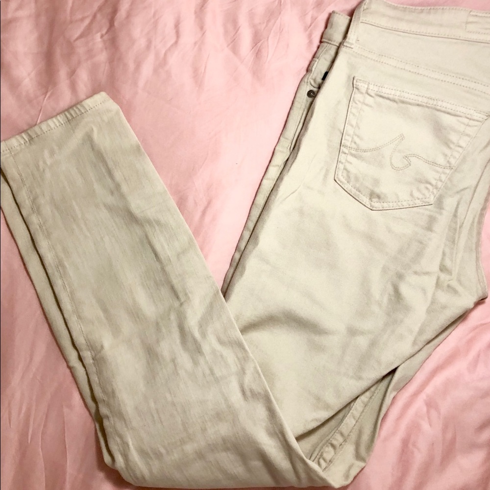 AG ivory slim straight Stevie ankle jeans